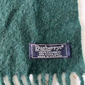 Vintage Burberry <before 1999> Green Cashmere Scarf